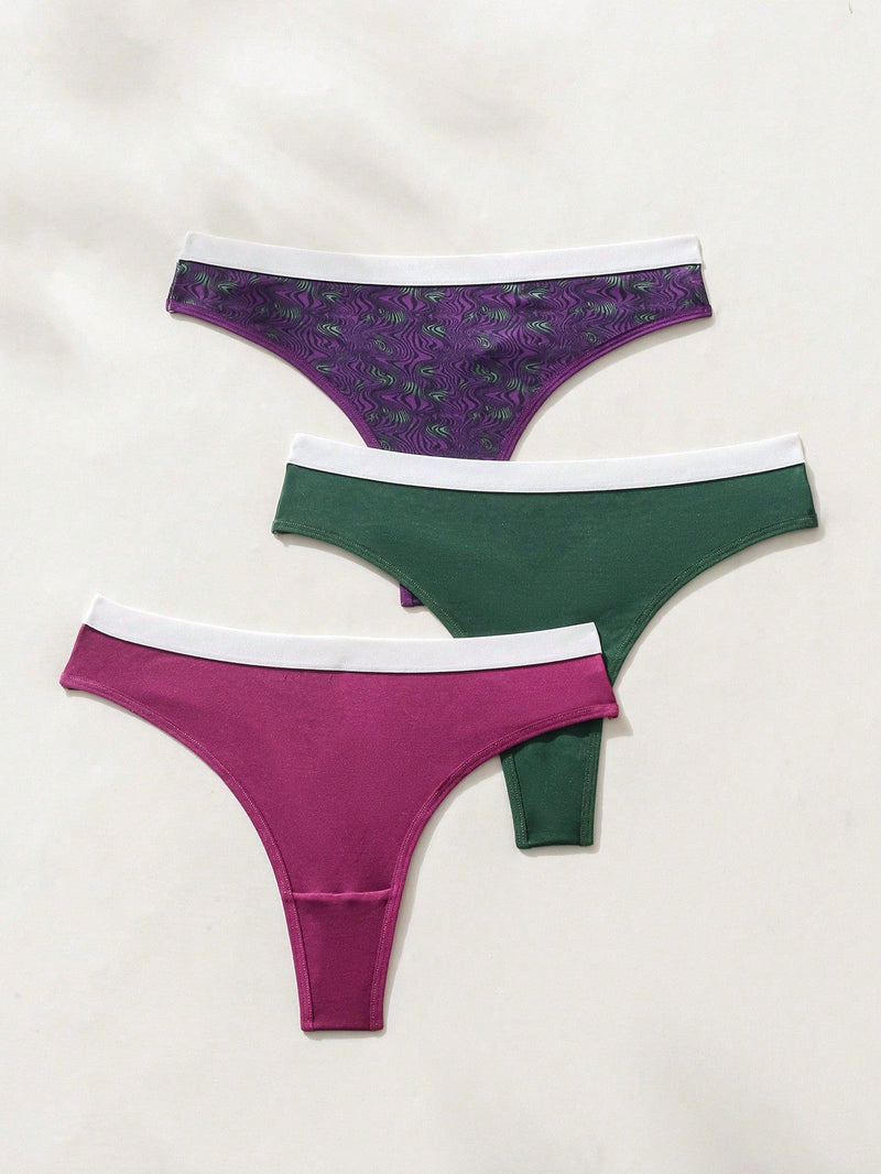 Fondo De Bikini Tanga Con Bloque De Color Para Mujer