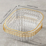 1 Juego De 4 Piezas, Bol De Frutas Con Elegante Patrón Y Borde Dorado, Plato De Hueso Para Servir, Plato De Frutas, Plato De Postre, Plato De Pastel, Plato De Aperitivos, Plato De Desayuno, Artículos De Cocina, Suministros De Cocina, Accesorios De Vajill