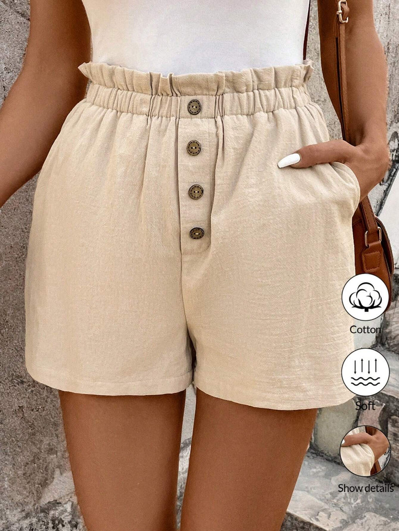 LUNE Shorts Fruncidos Con Bolsillos Laterales Para Mujer