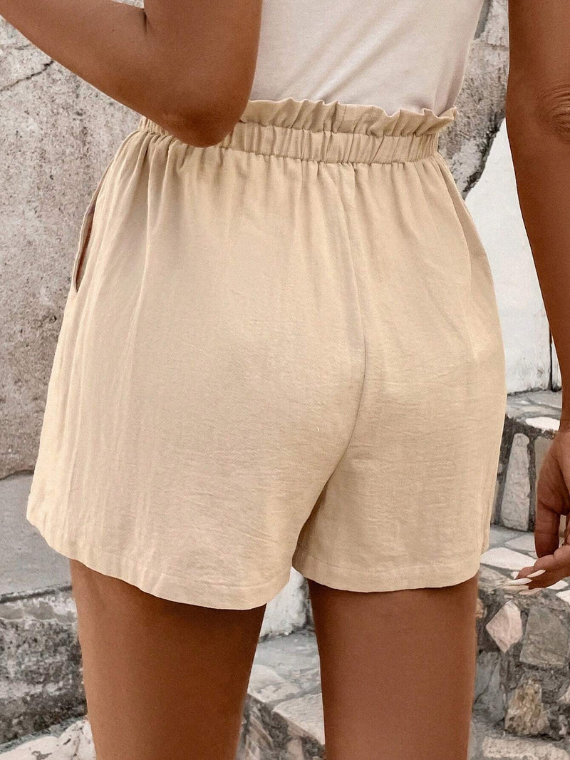 LUNE Shorts Fruncidos Con Bolsillos Laterales Para Mujer