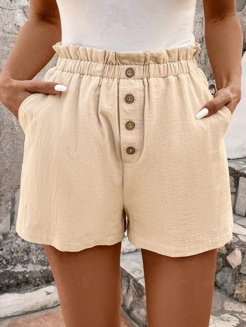 LUNE Shorts Fruncidos Con Bolsillos Laterales Para Mujer