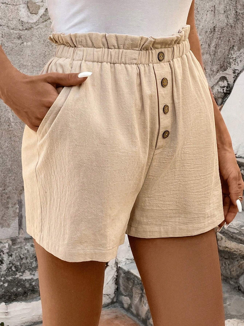 LUNE Shorts Fruncidos Con Bolsillos Laterales Para Mujer