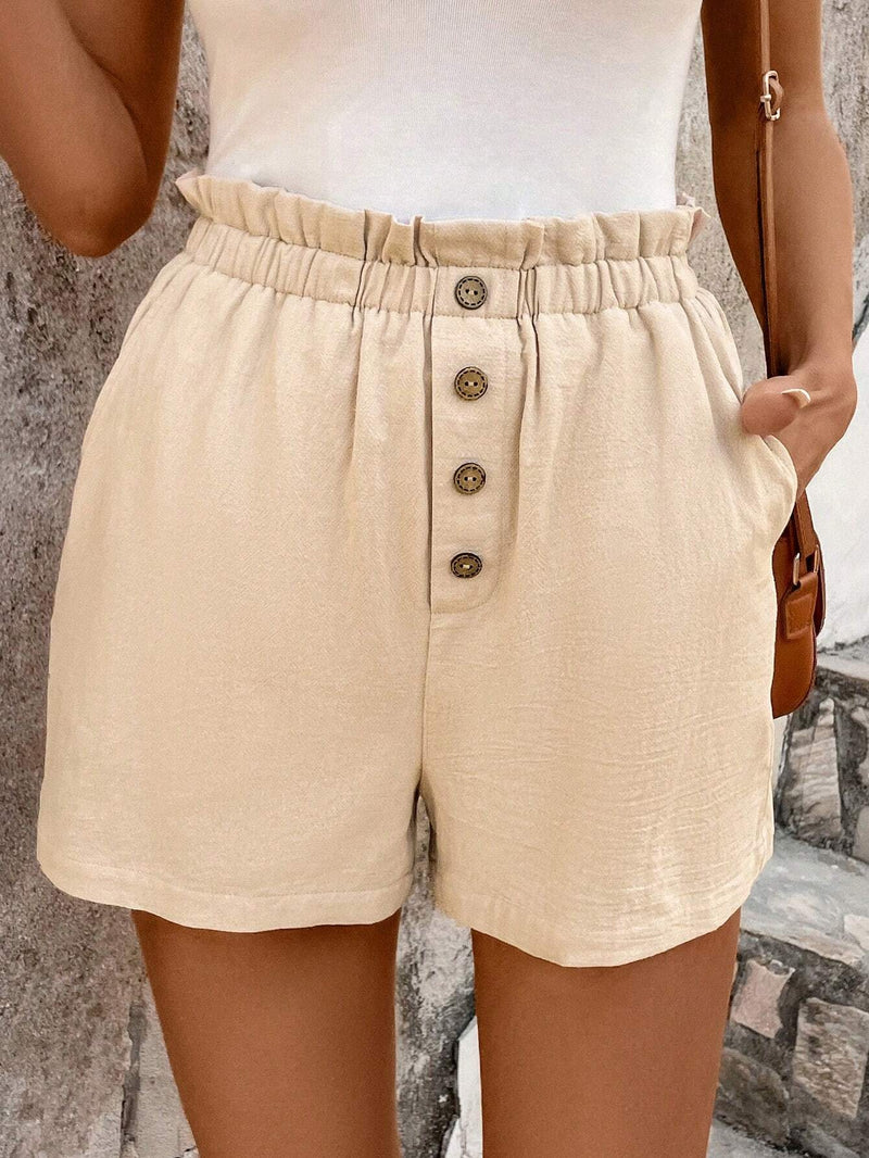 LUNE Shorts Fruncidos Con Bolsillos Laterales Para Mujer