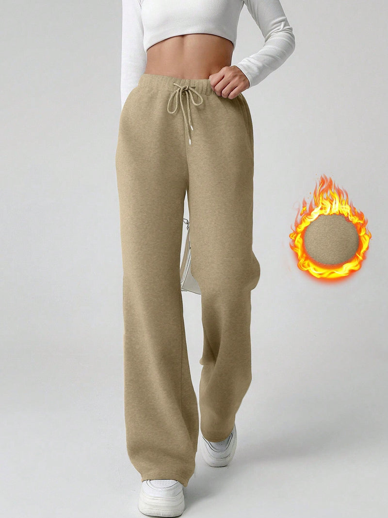 EZwear Pantalones Para Mujeres Con Forro Calido Y Cintura Ajustable Con Cordon