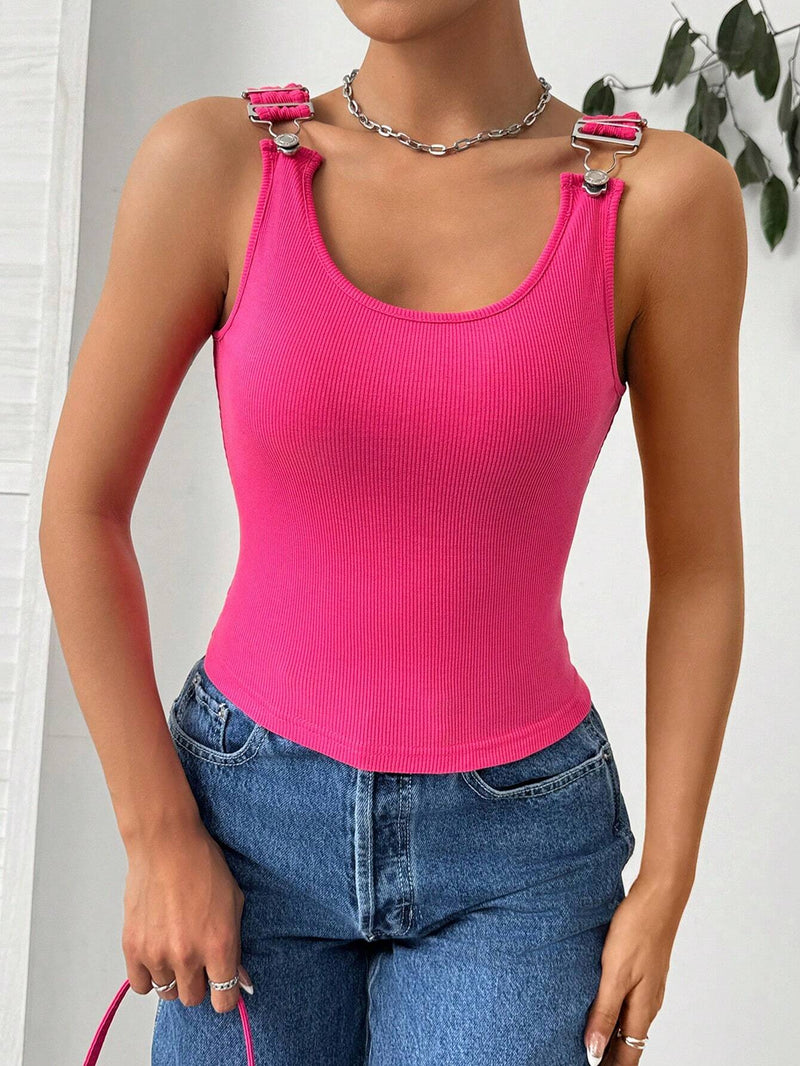 Top tanque ajustado con correas para los hombros para mujer, ideal para verano y todos los dias de la semana