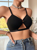 Bralette De Color Solido Y Hueco Para Mujer