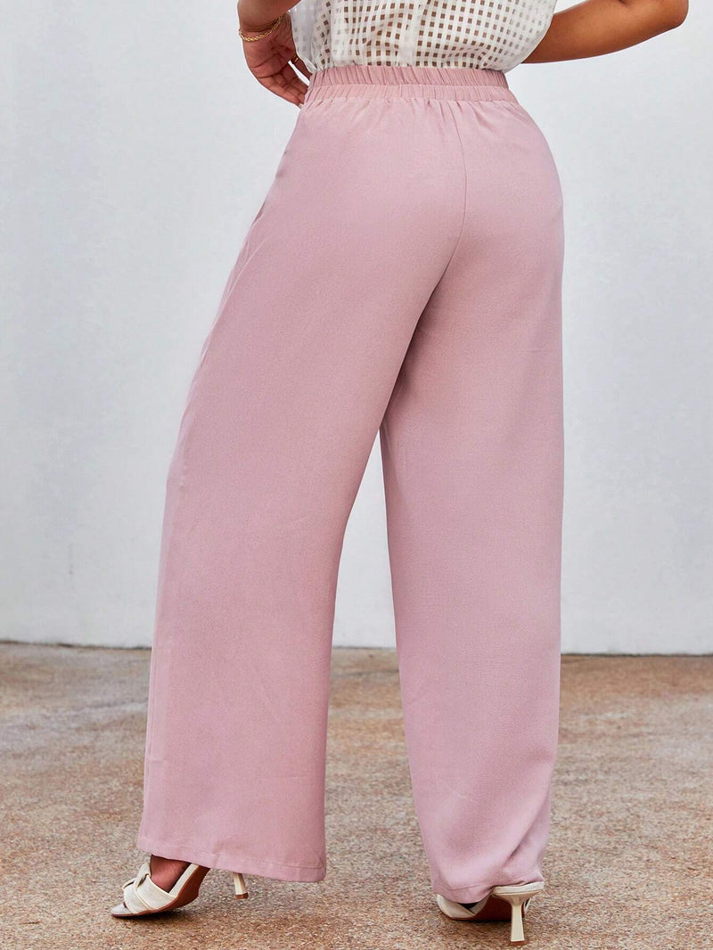 Essnce Pantalones Rectos Para Mujer De Un Solo Color Con Cordon Frontal