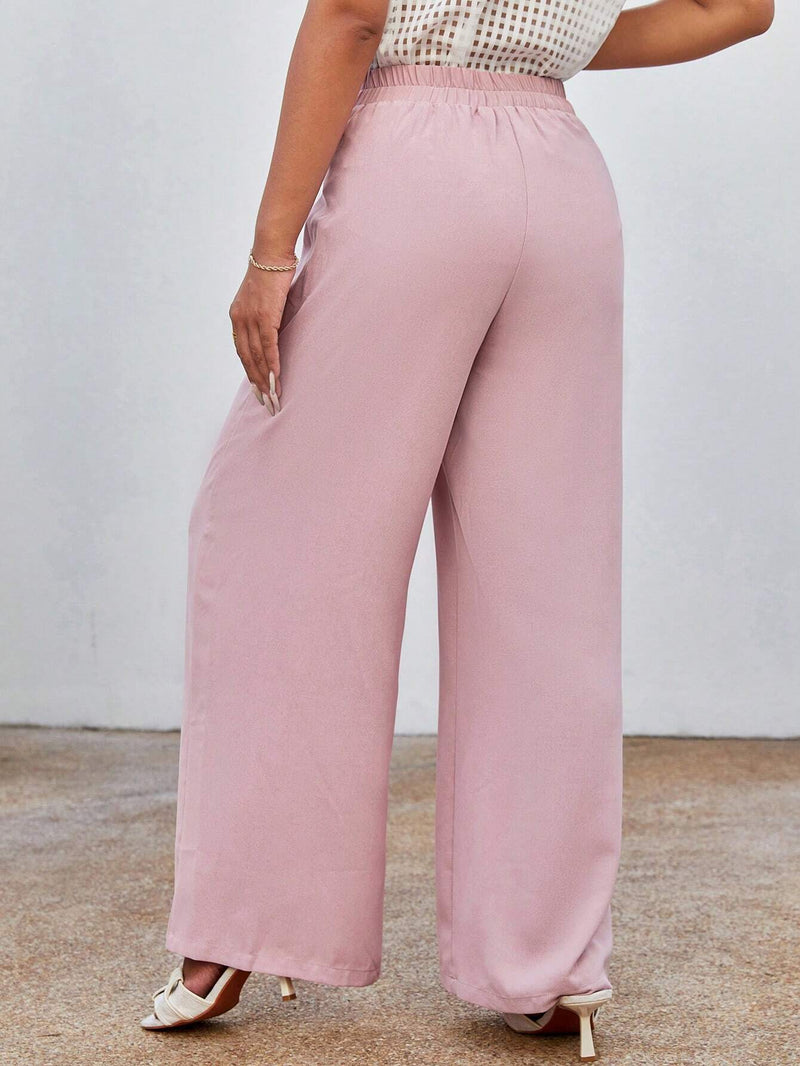 Essnce Pantalones Rectos Para Mujer De Un Solo Color Con Cordon Frontal