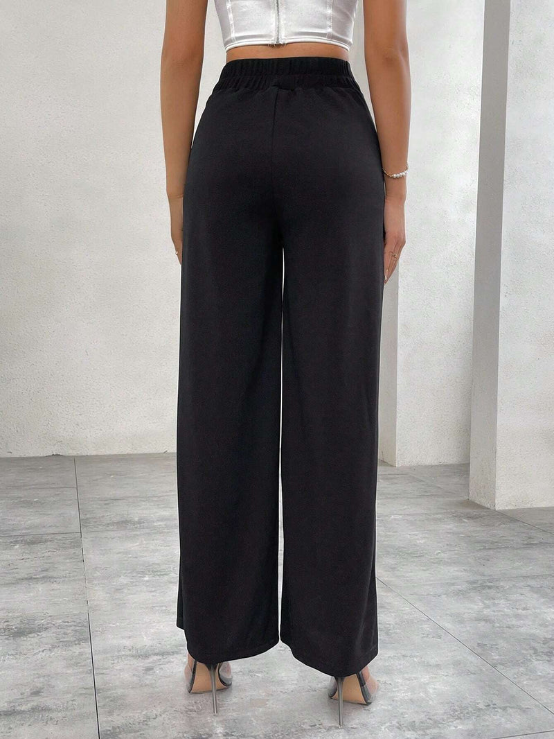 Prive Pantalones Anchos De Pierna Suelta Con Detalles De Cadena