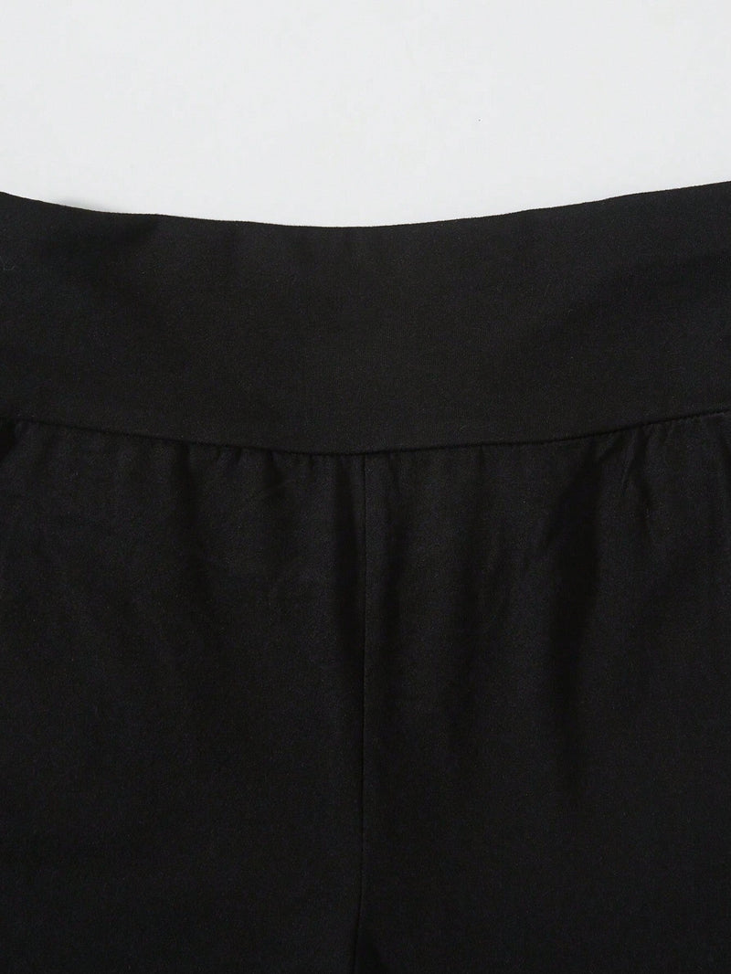 EZwear Conjunto de 2 piezas para mujer con pantalones acampanados casuales de ajuste delgado con cruce en la cintura en negro y gris