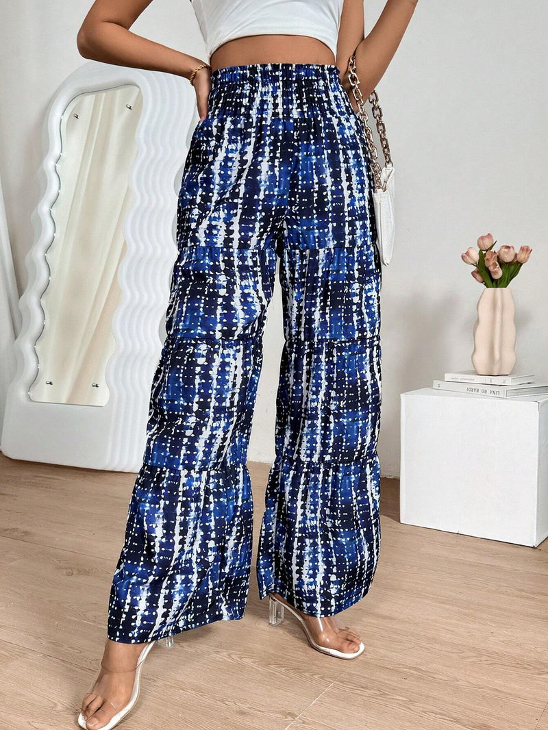 Essnce Pantalones De Pierna Ancha Para Mujeres Con Estampado De Tie-dye