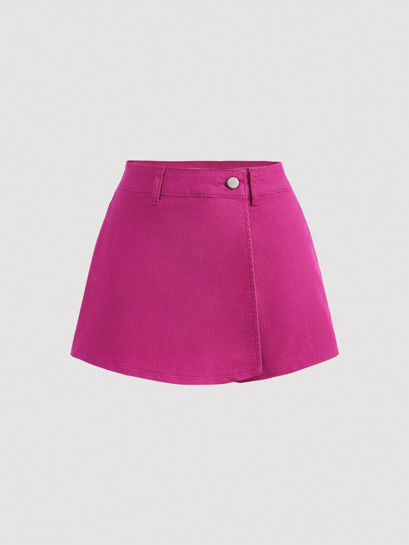 MOD Skorts Envuelto De Mezclilla De Color Solido Para Mujer