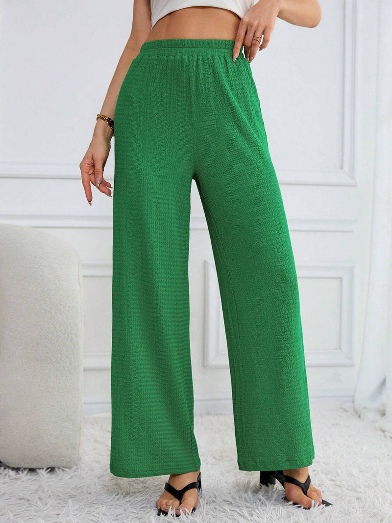 Essnce Pantalones Largos Solidos De Color Para Mujer Con Cintura Elastica