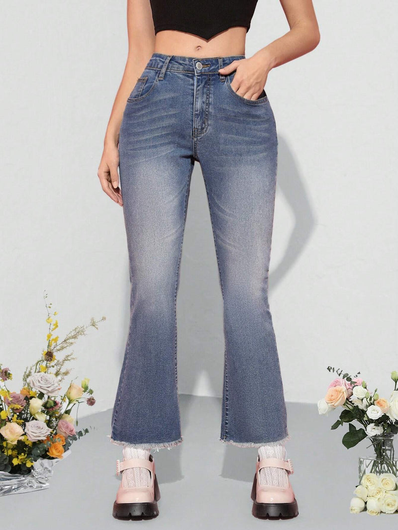 MOD Jeans Acampanados Y Deshilachados Vintage Para Mujeres