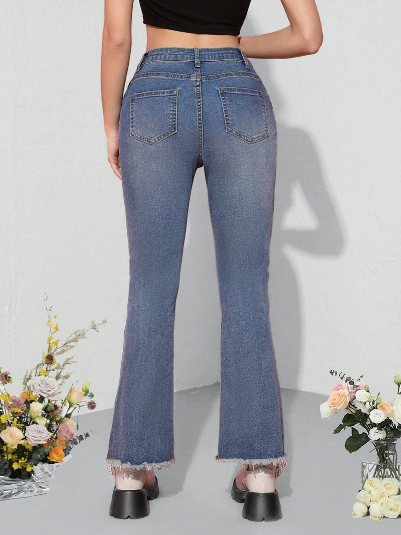 MOD Jeans Acampanados Y Deshilachados Vintage Para Mujeres