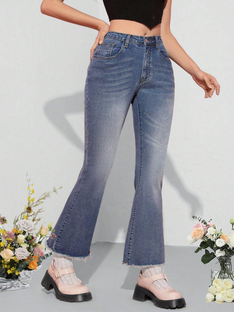 MOD Jeans Acampanados Y Deshilachados Vintage Para Mujeres