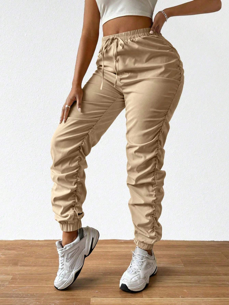 Slayr Pantalones Jogger Para Mujeres Con Pliegues Y Punos