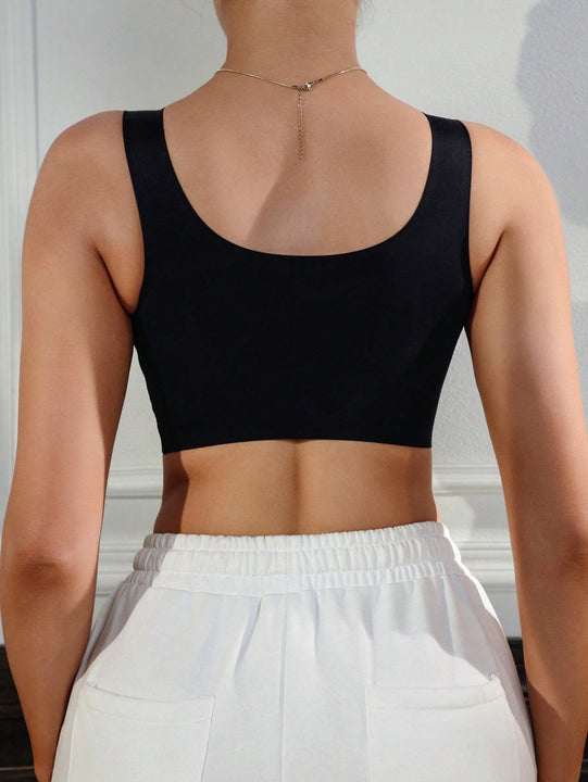 Vestuario Interior Sin Mangas De Lino Gris Con Contraste De Color