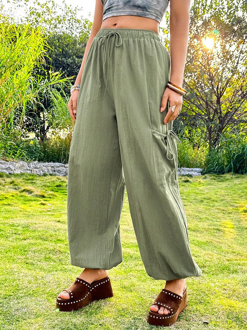 WYWH Pantalones Largos De Cintura Elastica Y Dobladillo Con Punos Para Mujer