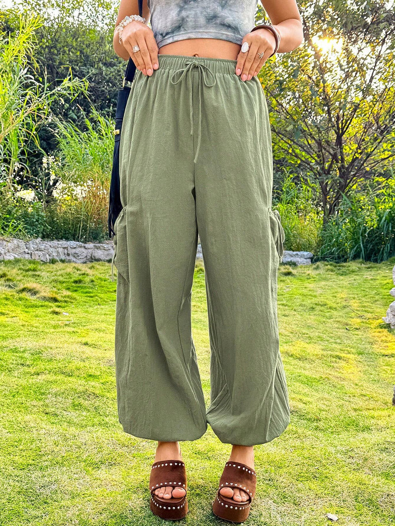 WYWH Pantalones Largos De Cintura Elastica Y Dobladillo Con Punos Para Mujer