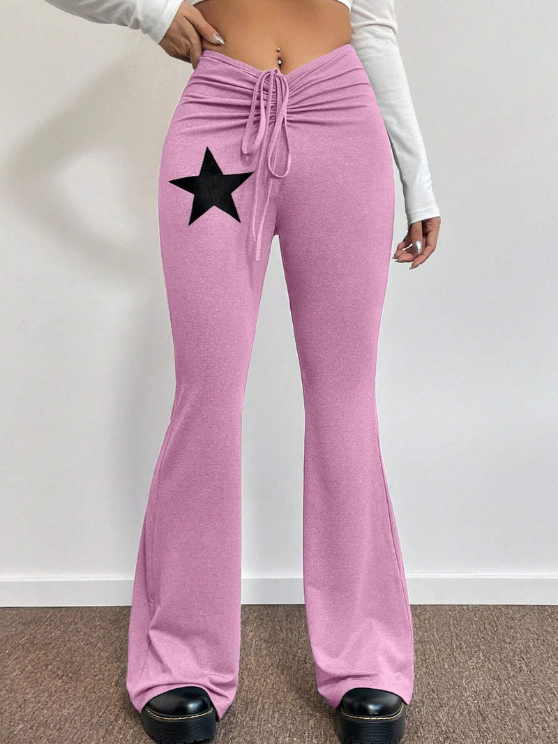 EZwear Pantalones Con Cordon Y Estampado De Estrellas