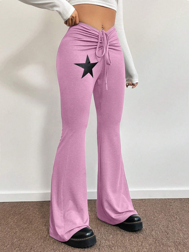 EZwear Pantalones Con Cordon Y Estampado De Estrellas