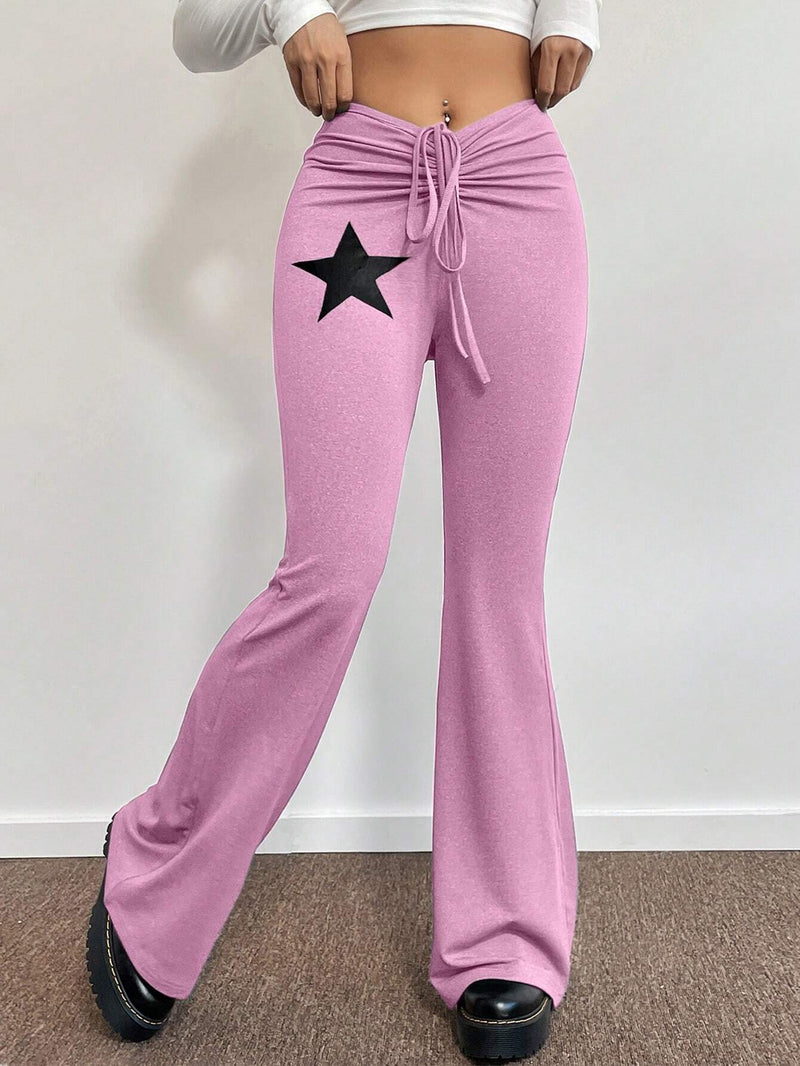 EZwear Pantalones Con Cordon Y Estampado De Estrellas