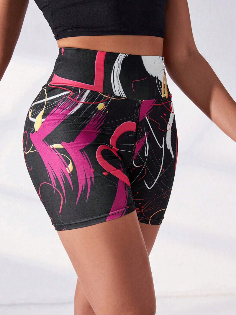 Pantalones Cortos Deportivos Con Cintura Ancha Y Estampado De Corazones Para Mujer, Pantalones Cortos De Yoga De Alta Elasticidad Para Deportes Y Ocio