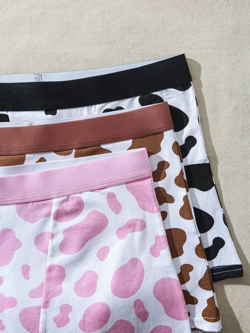 3 Piezas De Bragas De Mujer Con Estampado De Vaca