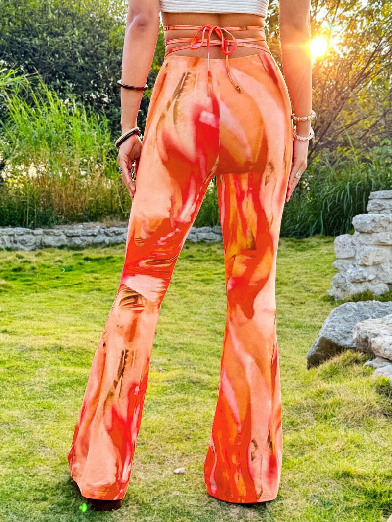 WYWH Pantalones Acampanados Impresos Para Mujeres Hippies En Festivales De Musica