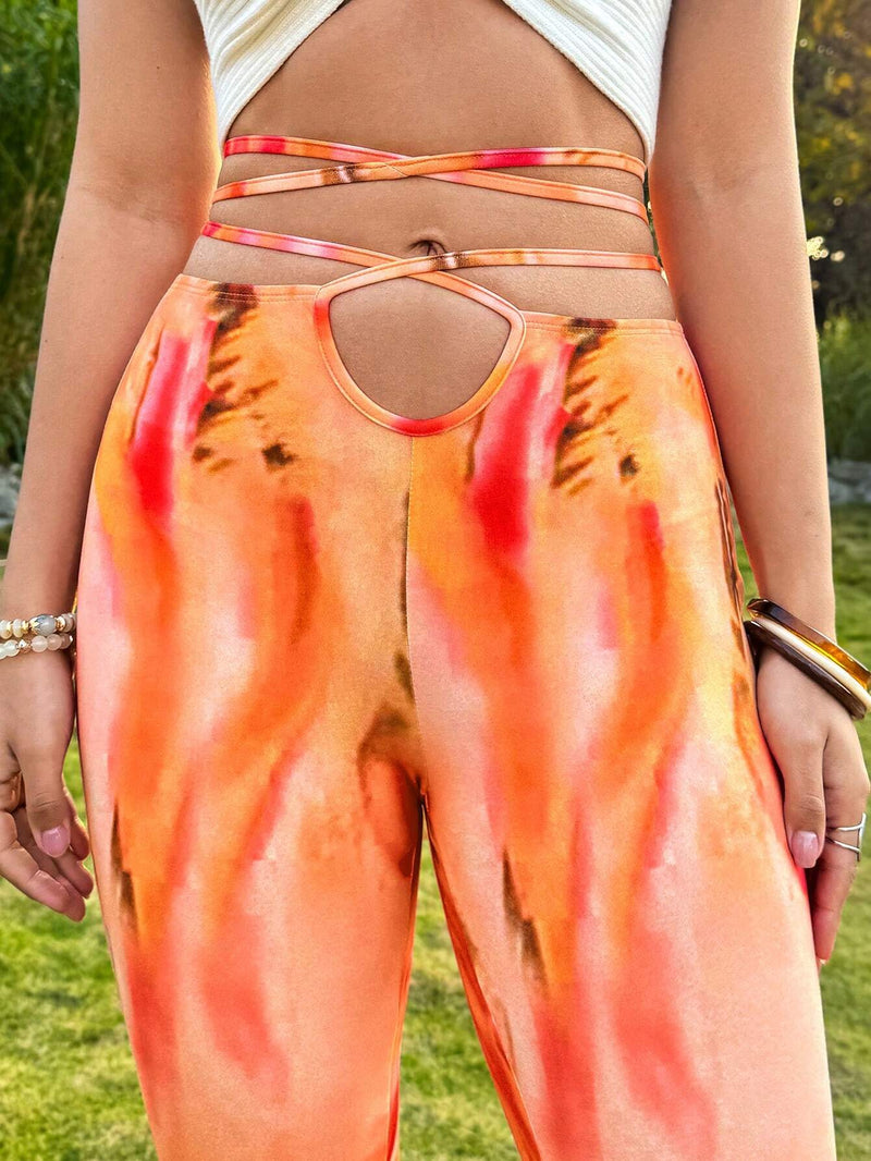 WYWH Pantalones Acampanados Impresos Para Mujeres Hippies En Festivales De Musica