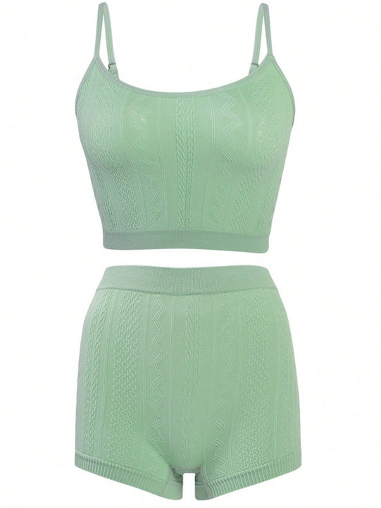 Set de ropa interior femenina de 1 pieza, comodo Set de shorts de angulo plano con ropa interior de tirantes, sexy, moderno y adecuado para deportes