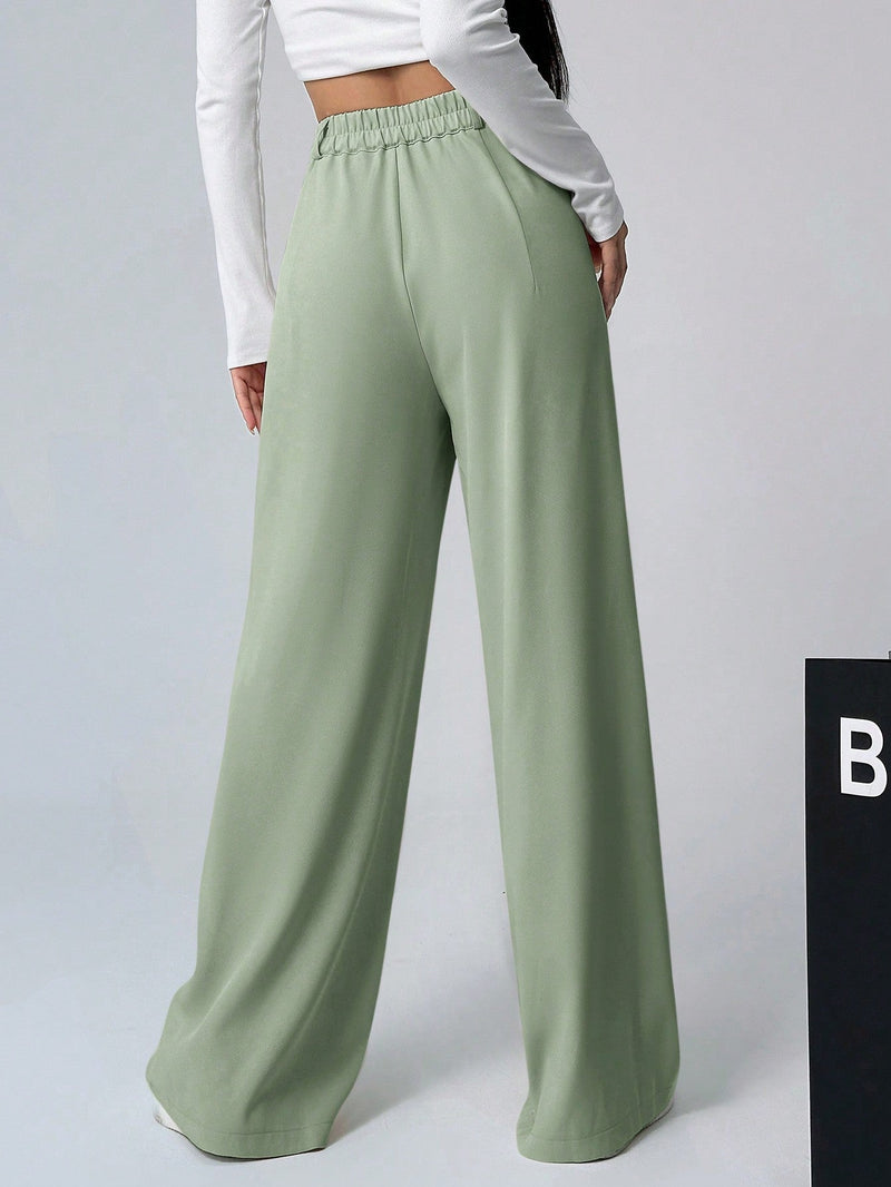 Ezwear pantalones de mujer plisados en color solido