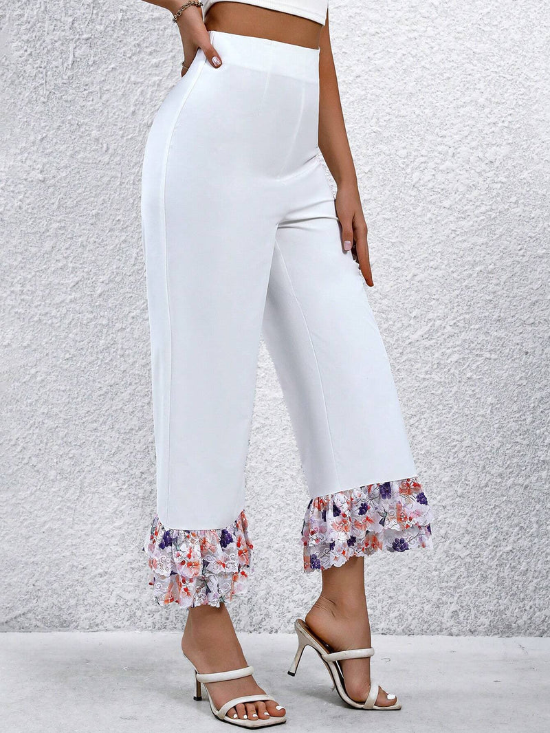 Essnce Pantalones Acampanados Con Patchwork Para Mujer