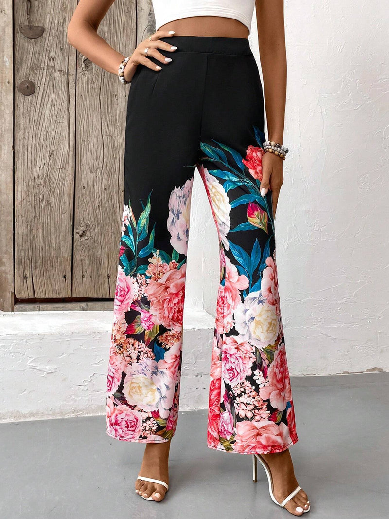 VCAY Pantalones De Flores Con Bolsillos Para Mujer