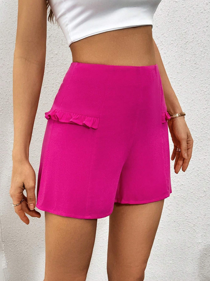 NEW  Essnce Pantalones Cortos Casuales De Color Solido Para Mujeres