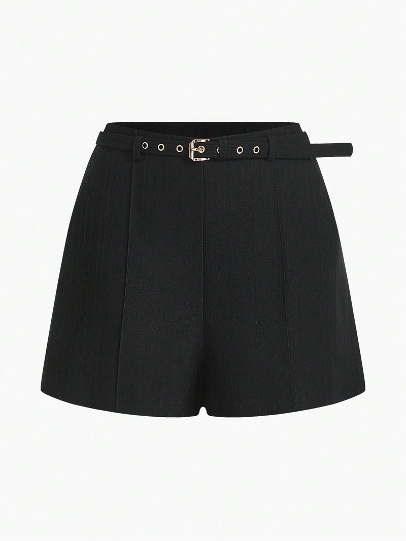 MOTF PREMIUM Shorts De Mujer Tejidos Con Costura Solida Frontal