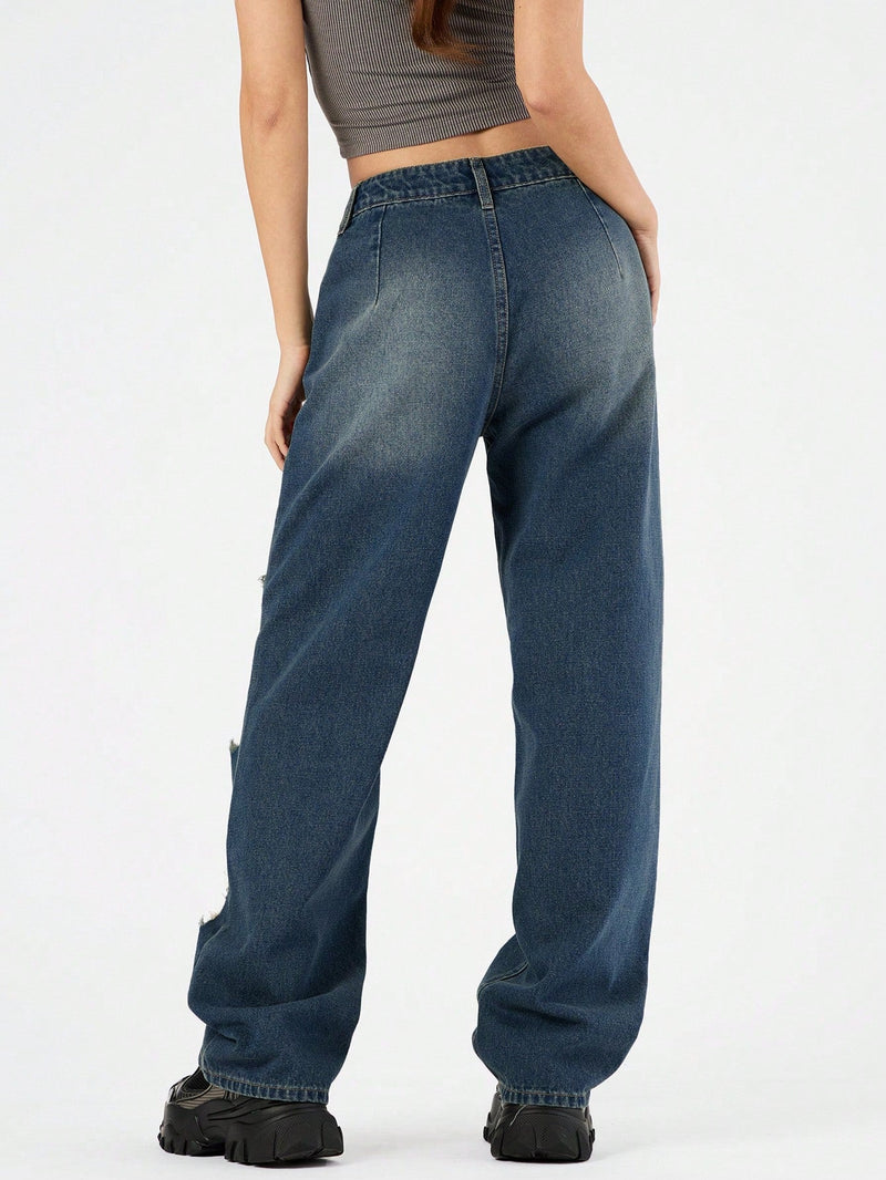 Forever 21 Jeans De Mezclilla Desgastados Con Bolsillos Para Mujer