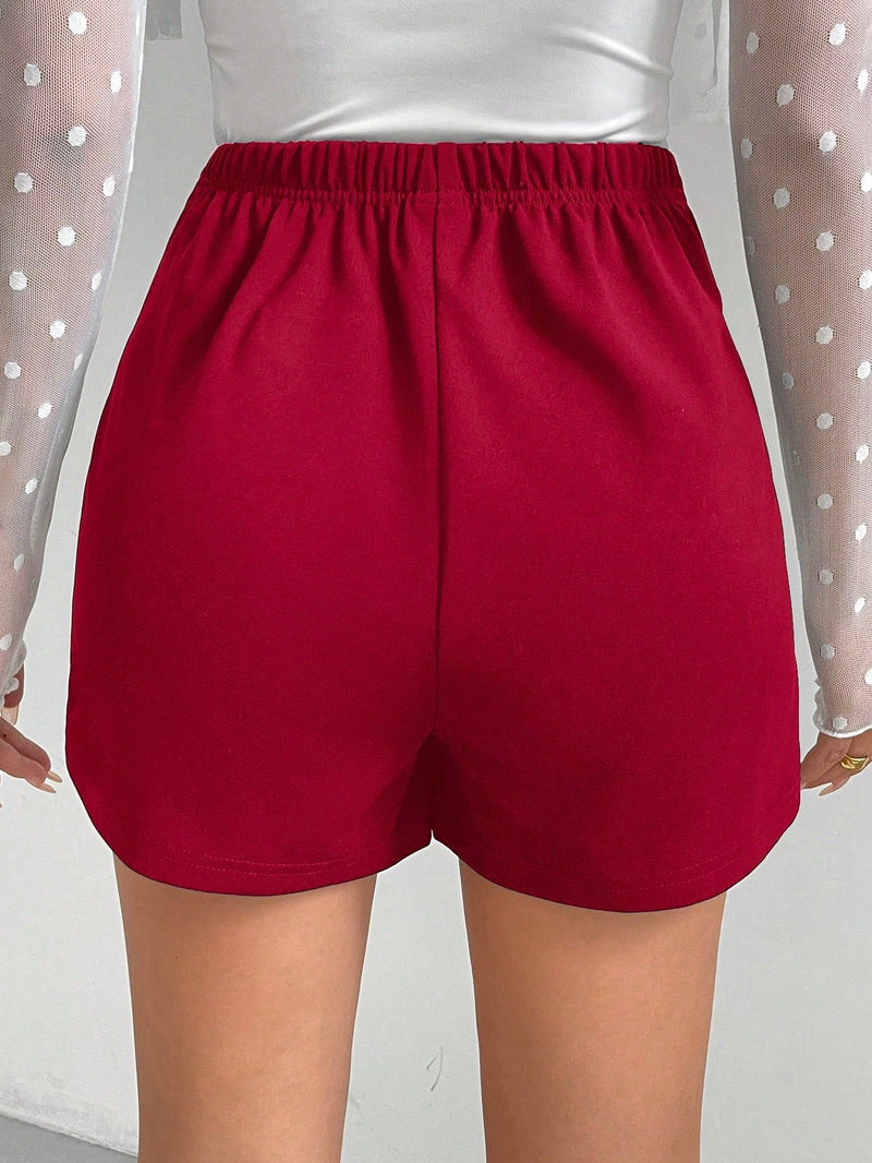 Prive Mini Skort Con Abalorios Y Decoracion Dividida Para Mujeres