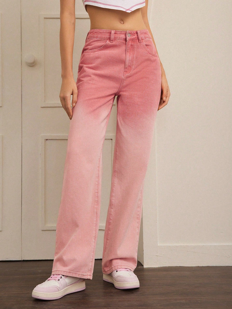 Forever 21 Jeans Rosa Con Degradado De Moda En Piernas Anchas Estilo Retro De Los Anos 90s