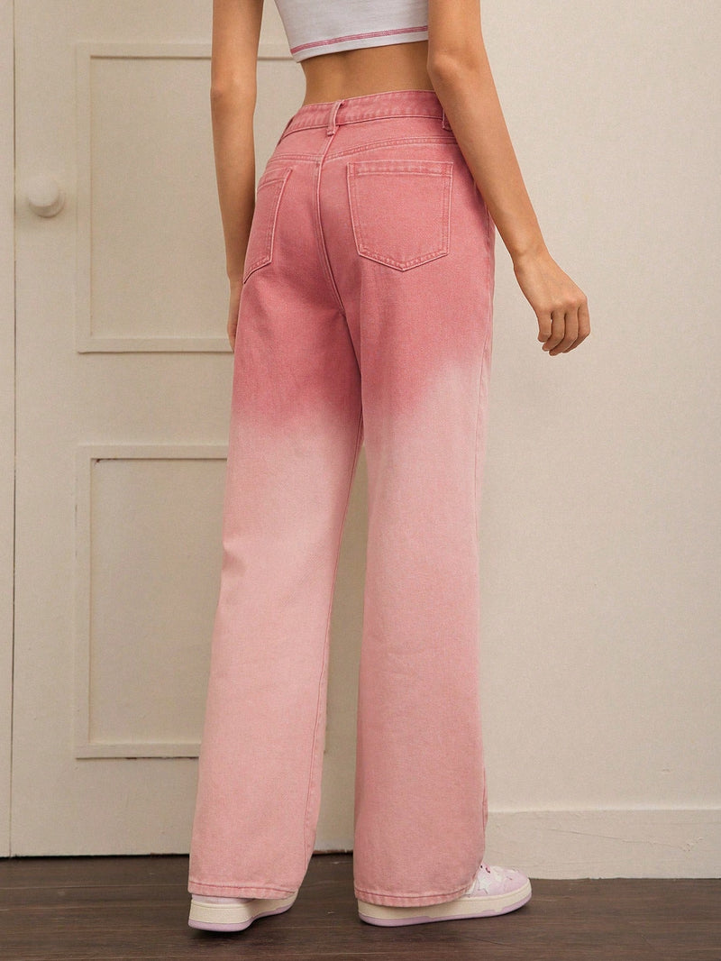 Forever 21 Jeans Rosa Con Degradado De Moda En Piernas Anchas Estilo Retro De Los Anos 90s