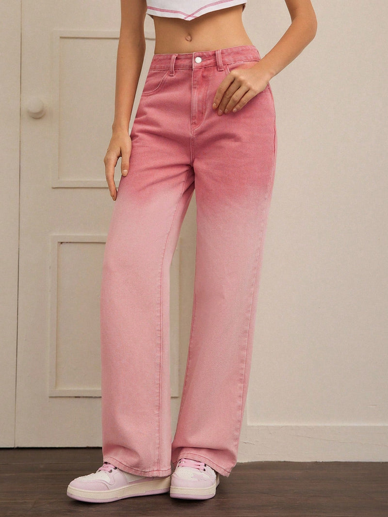 Forever 21 Jeans Rosa Con Degradado De Moda En Piernas Anchas Estilo Retro De Los Anos 90s