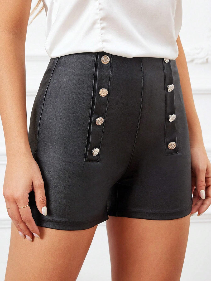 LUNE Pantalones Cortos De Mezclilla Para Mujer De Doble Botonadura