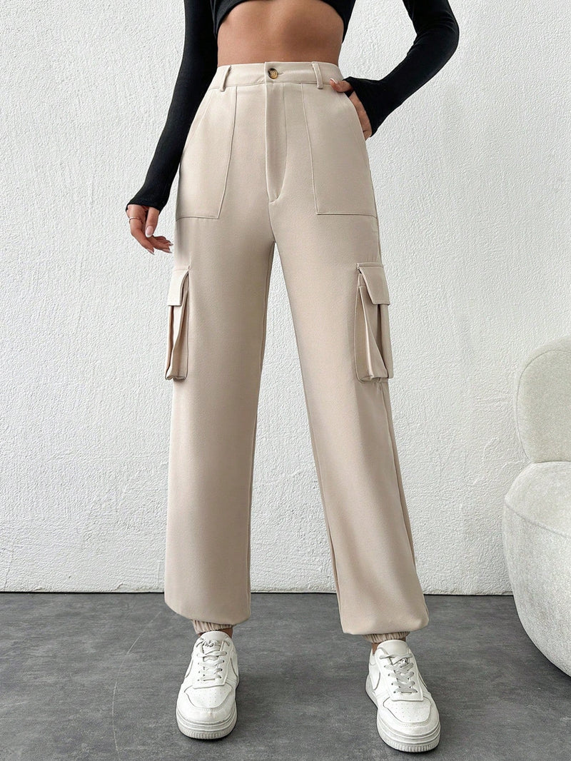 Tall pantalones cargo altos de frenchy con bolsillo de solapa lateral