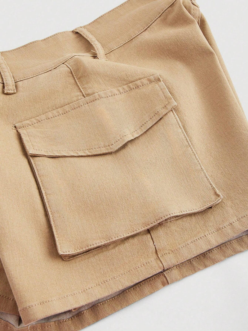 MOD Shorts Vaqueros Con Bolsillo Cargo Para Mujer