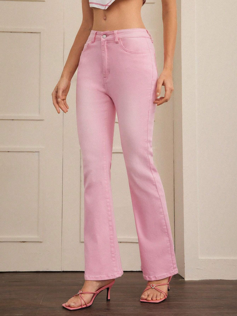 Forever 21 Pantalones De Campana Rosados Para Mujer Estilo De Los Anos 90 De Retroceso