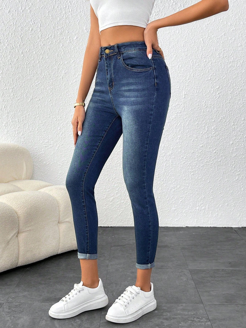 Frenchy Jeans Cortados Ajustados Elasticos De Verano Con Bajos Enrollados