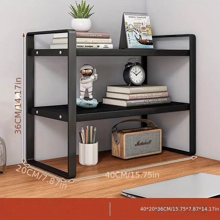 Organizador de Escritorio Moderno de Madera y Metal - Estantería de Pared con Estantes, Soporte para Documentos y Papelería de Oficina, Estante, Almacenamiento de Escritorio, Estantería, Soporte para Papelería