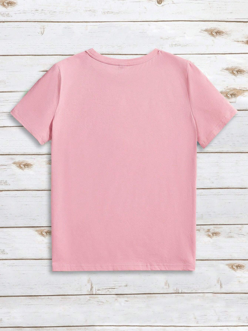 Camiseta para mujer con estampado de conejo, estilo casual y suelto, cuello redondo y mangas cortas, adecuada para el verano