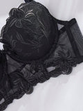 Sujetador Clasico Negro Para Mujer Con Copas Moldeadas Y Diseno De Flores Bordadas Para Tops